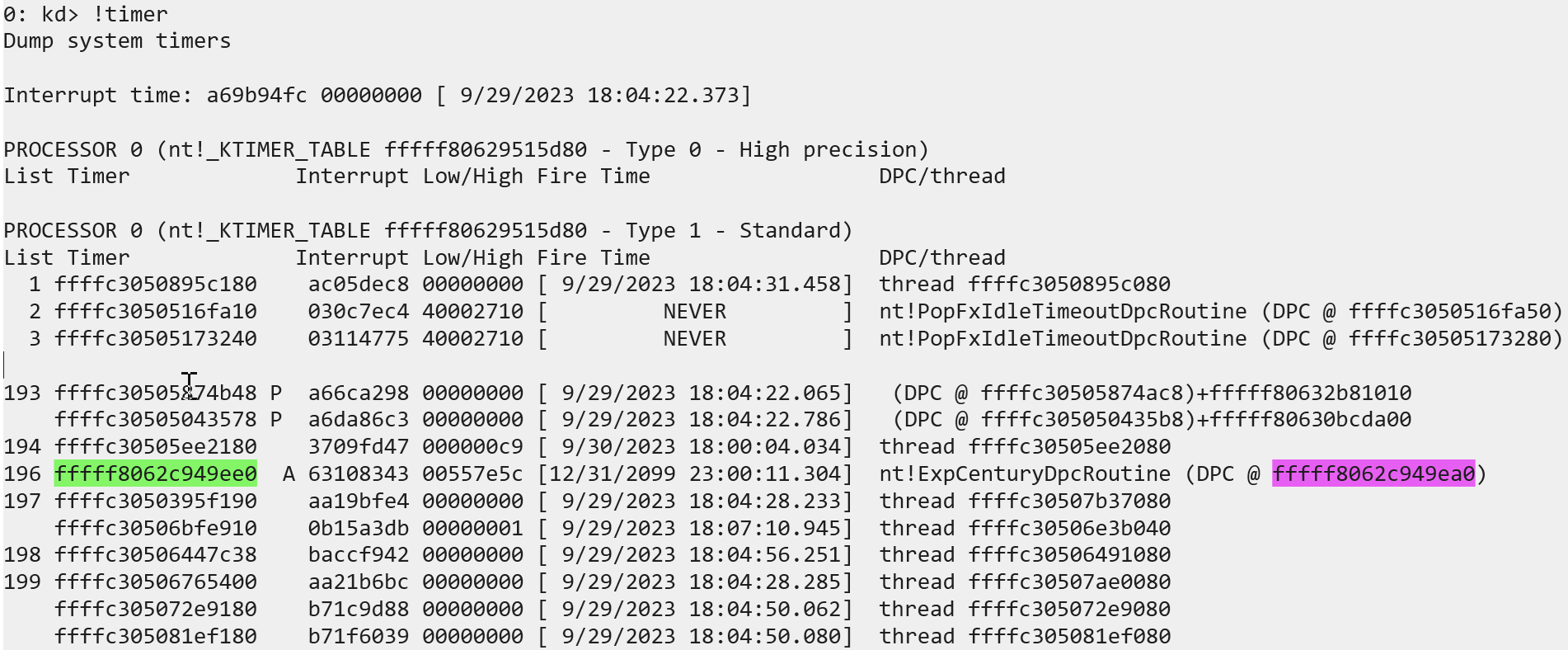 KTIMER in WinDbg
